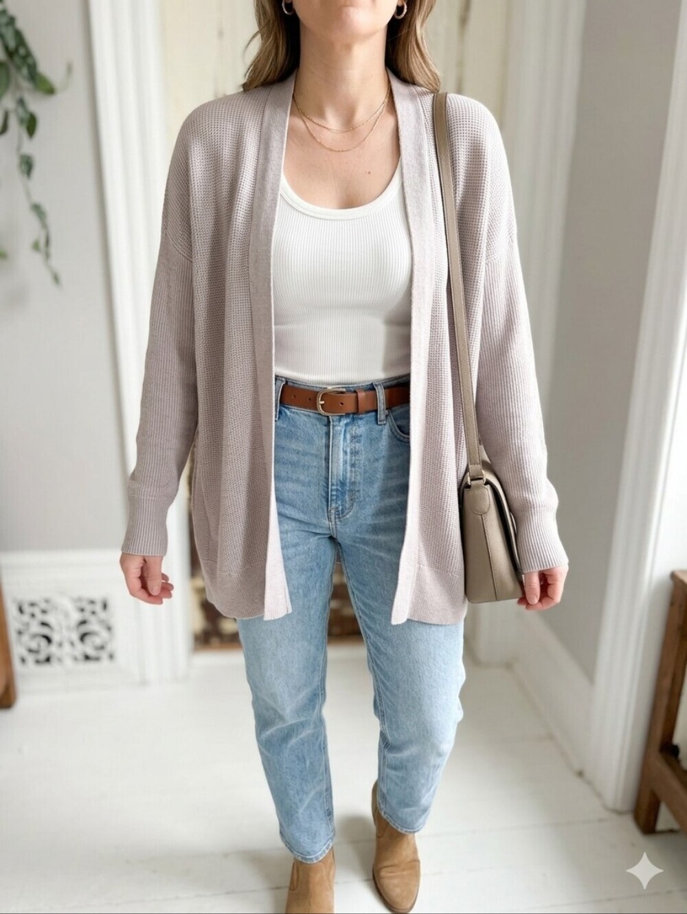 Gap Merino Wool Blend Open Front Cardigan Light Lilac L Minimalist Quiet Luxury